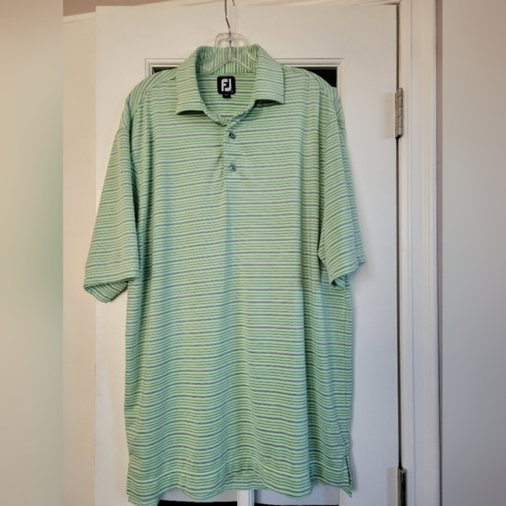 FootJoy‎ golf shirt mint green grey striped size large
